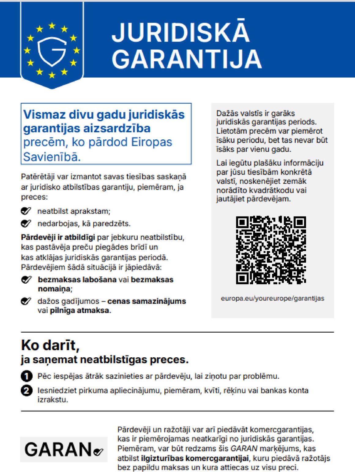 Juridiskā garantija: ES saskaņotais paziņojums par juridisko atbilstības garantiju