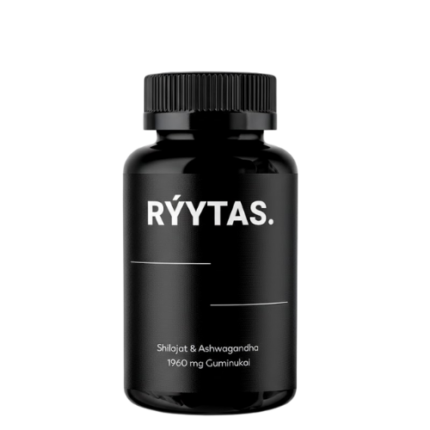 RYYTAS Shilajit + Ashwagandha guminukai – Ramiai energijai - pakuote, priekinis vaizdas